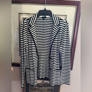 Talbots Stripe Sweater Blazer Jacket Sz Lg
